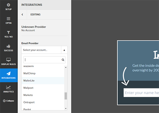 Integrations Tab OptinMonster Review