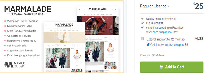 The Marmalade - Personal WordPress Blog Theme