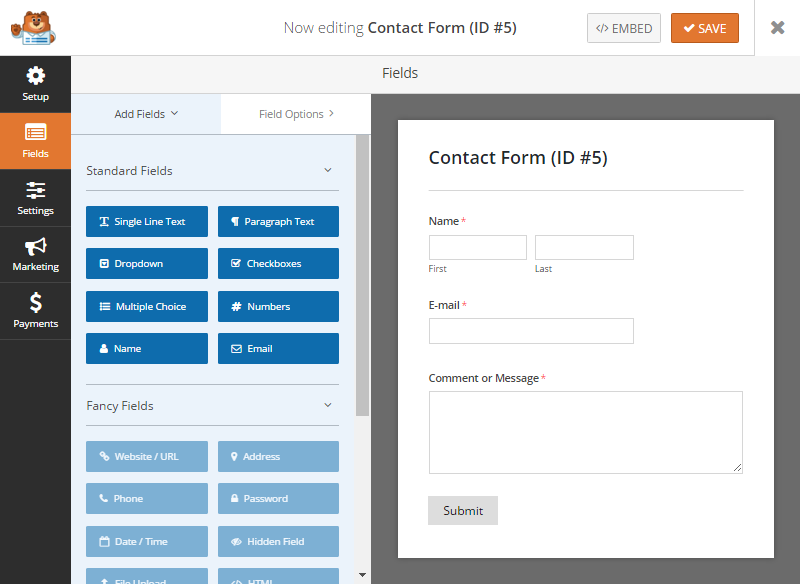 WPForms Contact Form Builder