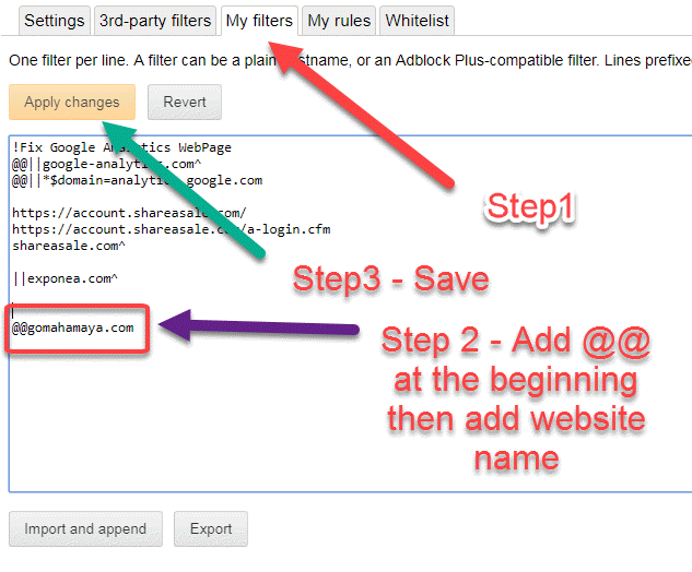Steps to add filter to adblock google crome extension