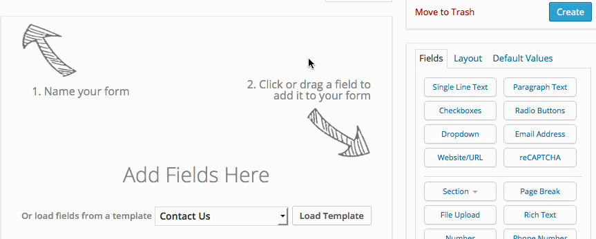 create a form drag drop fields